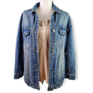 Chelsea DeBoer by Lily & Lottie Distressed Trucker Jacket with Studded Detail L